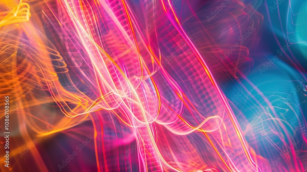 Obraz premium Abstract Colorful Light Trails Creating Vibrant Patterns in an Artistic Blur, Ideal for Backgrounds, Designs, and Creative Projects