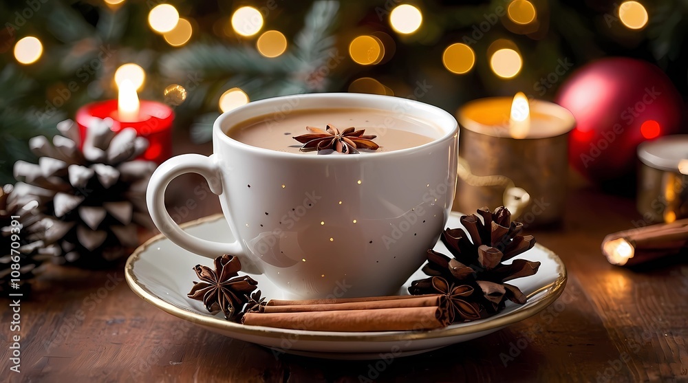 Fototapeta premium Cozy Christmas Decorations and Festive Holiday Atmosphere