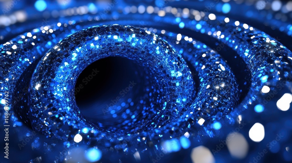 A mesmerizing blue spiral with sparkling particles, creating a captivating illusion of depth and motion.