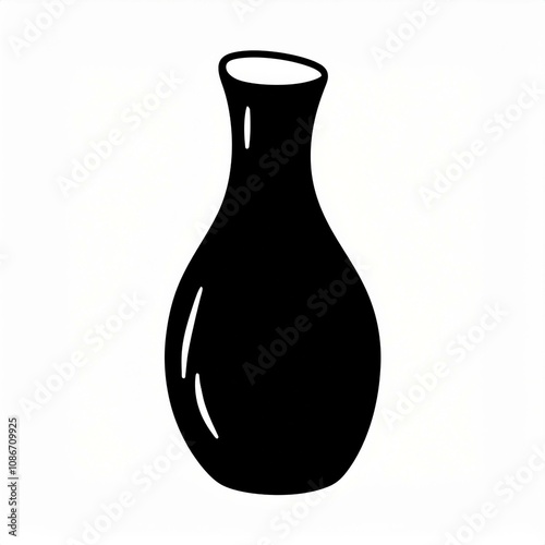 black hand drawn vase isolated on white