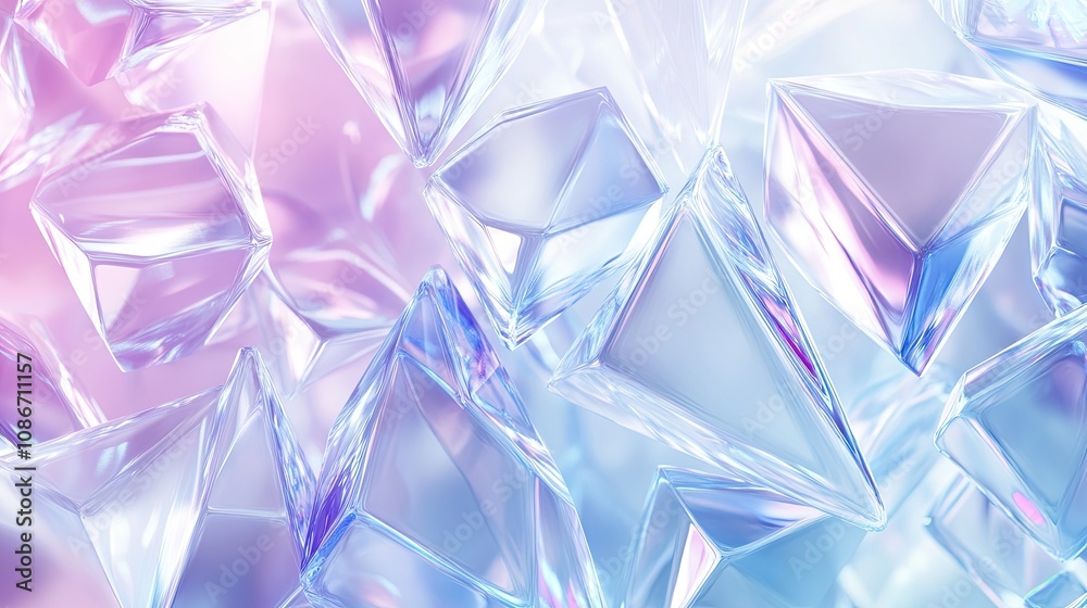 A stunning arrangement of crystal-like geometric shapes in soft pastel colors, creating an ethereal and dreamy atmosphere. A stunning arrangement of crystal-like geometric shapes in soft pastel colors, creating an ethereal and dreamy atmosphere.