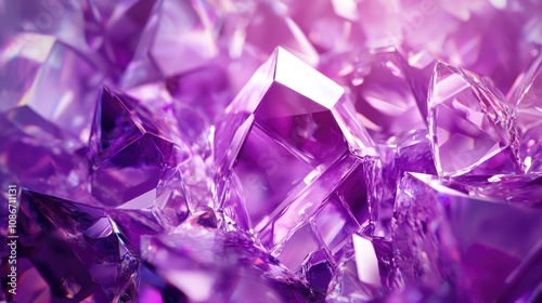 Close-up of sparkling purple crystals in a vibrant and colorful display.