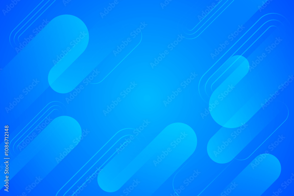 Geometric Shape On Blue Background With Copy Space. Technology Banner. Vector Illustration. Abstract Business Wallpaper. Minimal Geometric Shape On Blue Background With Copy Space. Technology Banner. Vector Illustration. Abstract Business Wallpaper. Minimal