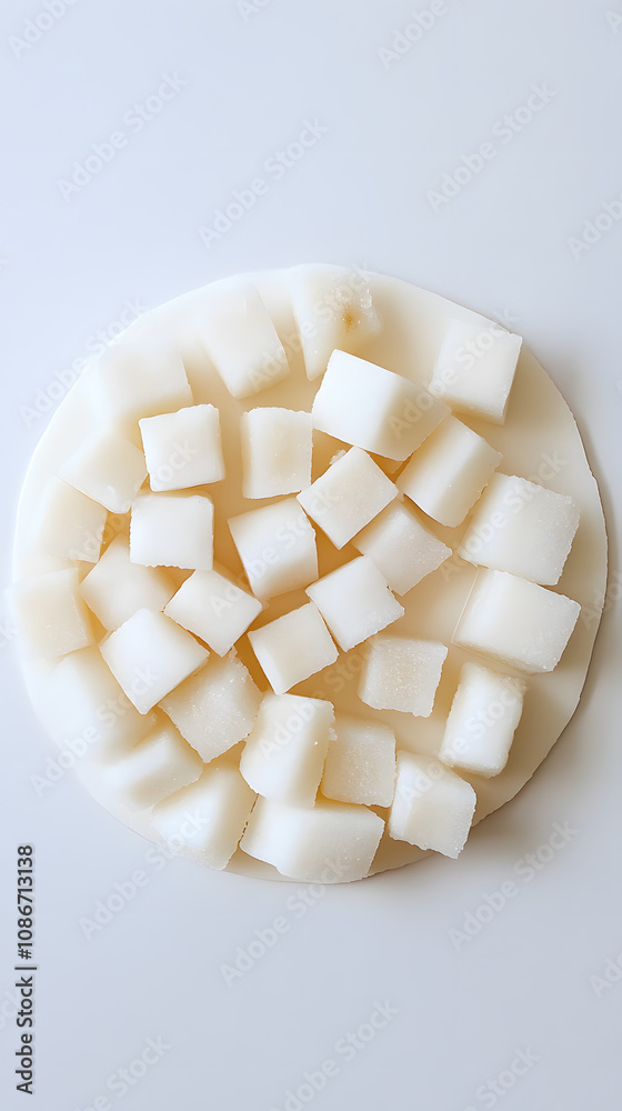 Stacked sugar cubes forming a warning sign shape on a dark background, symbolizing health concerns, excessive sugar consumption, and dietary awareness, ideal for themes related to nutrition, health ri Stacked sugar cubes forming a warning sign shape on a dark background, symbolizing health concerns, excessive sugar consumption, and dietary awareness, ideal for themes related to nutrition, health ri