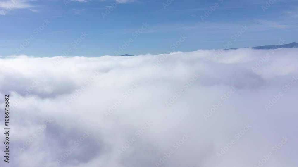 Flying above the clouds by drone. Aerial view Flying above the clouds by drone. Aerial view