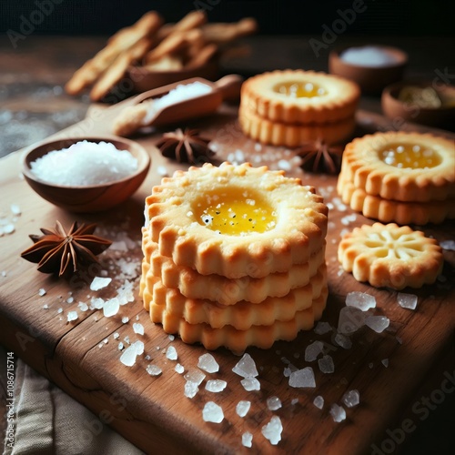 Buttery shortbread made with high quality olive oil and finished photo