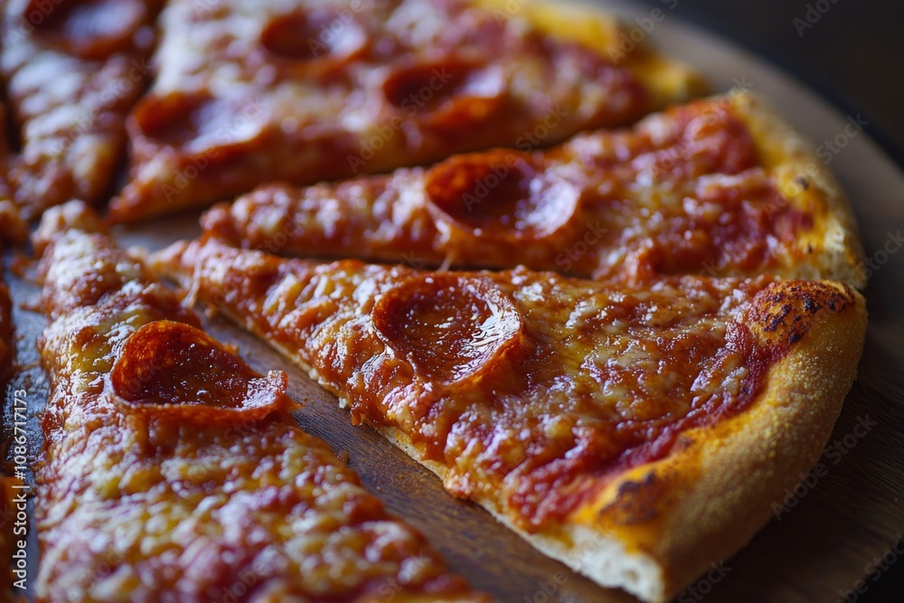 Delicious Pizza on Table Close Up Delicious Pizza on Table Close Up
