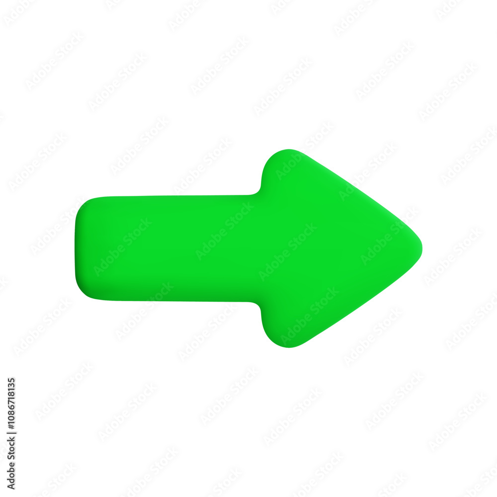 Vector cartoon 3d green arrow icon. Cute realistic right direction arrow sign isolated on white background. 3d render pointer concept, plastic mouse cursor for infographic, web, business app. Vector cartoon 3d green arrow icon. Cute realistic right direction arrow sign isolated on white background. 3d render pointer concept, plastic mouse cursor for infographic, web, business app.