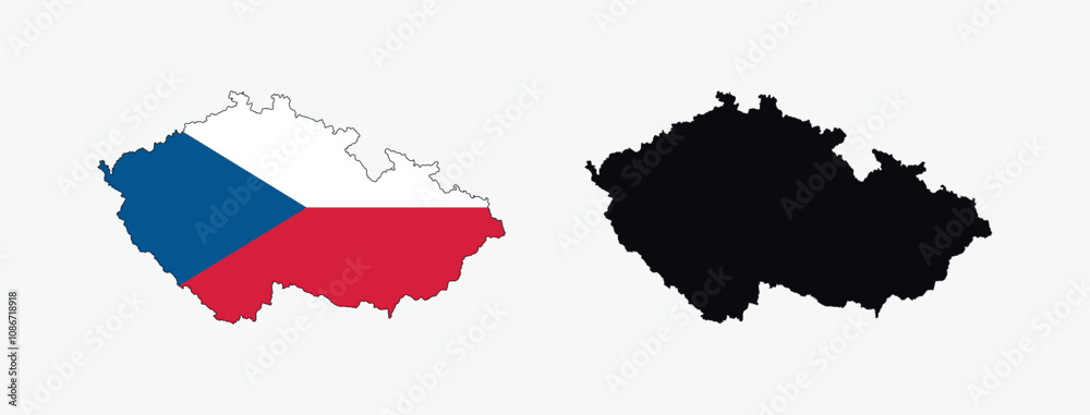 Czech Republic Map vector icon. Map of Czech Republic in Flag colors.
Czech Republic Map vector icon. Map of Czech Republic in Flag colors.
