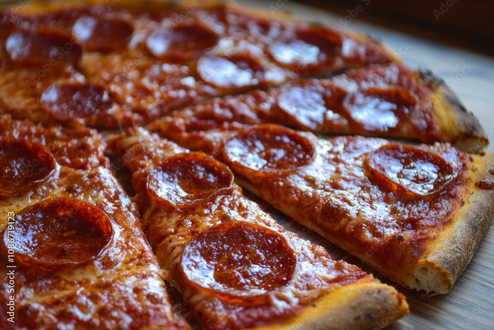 Delicious Pizza on Table Close Up Delicious Pizza on Table Close Up