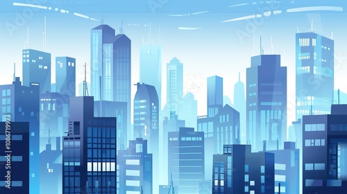 Blue Tech City Architecture Background - A Futuristic Urban Landscape of Innovation. The Blue - Hued Buildings with Sleek Lines, Symbolizing the Technological Advancements