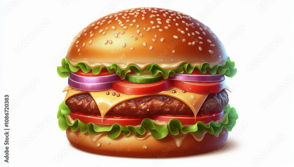 burger Realistic side, front and top view, isolated on white background illustration burger Realistic side, front and top view, isolated on white background illustration