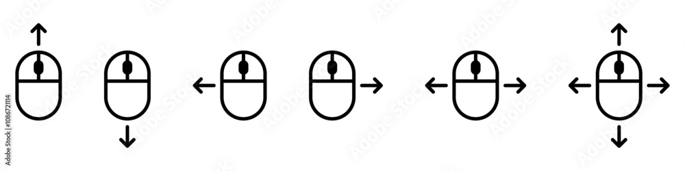 Clicking the mouse set icons. Linear and silhouette style. Clicking the mouse set icons. Linear and silhouette style.