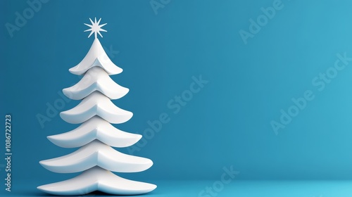 Wallpaper Mural White Christmas tree with a star on top stands in front of a blue background. The tree is the focal point of the image, and the blue background creates a sense of calm and serenity Torontodigital.ca