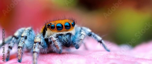 Vivid Red Spider on a Pink Background