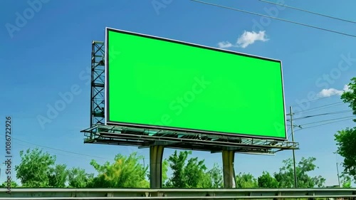 Billboard with a green screen. Green screen for text or copy.