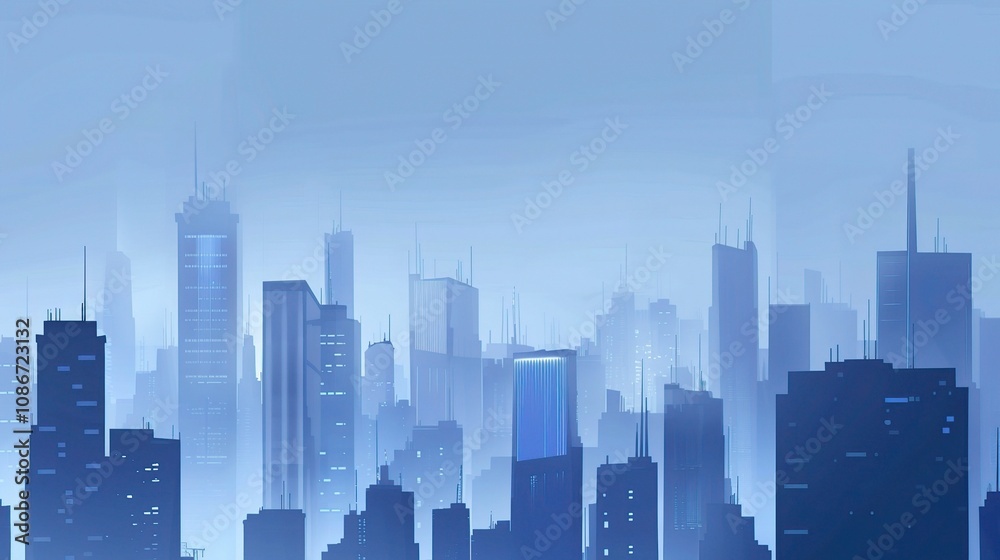 Blue Tech City Architecture Background - A Futuristic Urban Landscape of Innovation. The Blue - Hued Buildings with Sleek Lines, Symbolizing the Technological Advancements