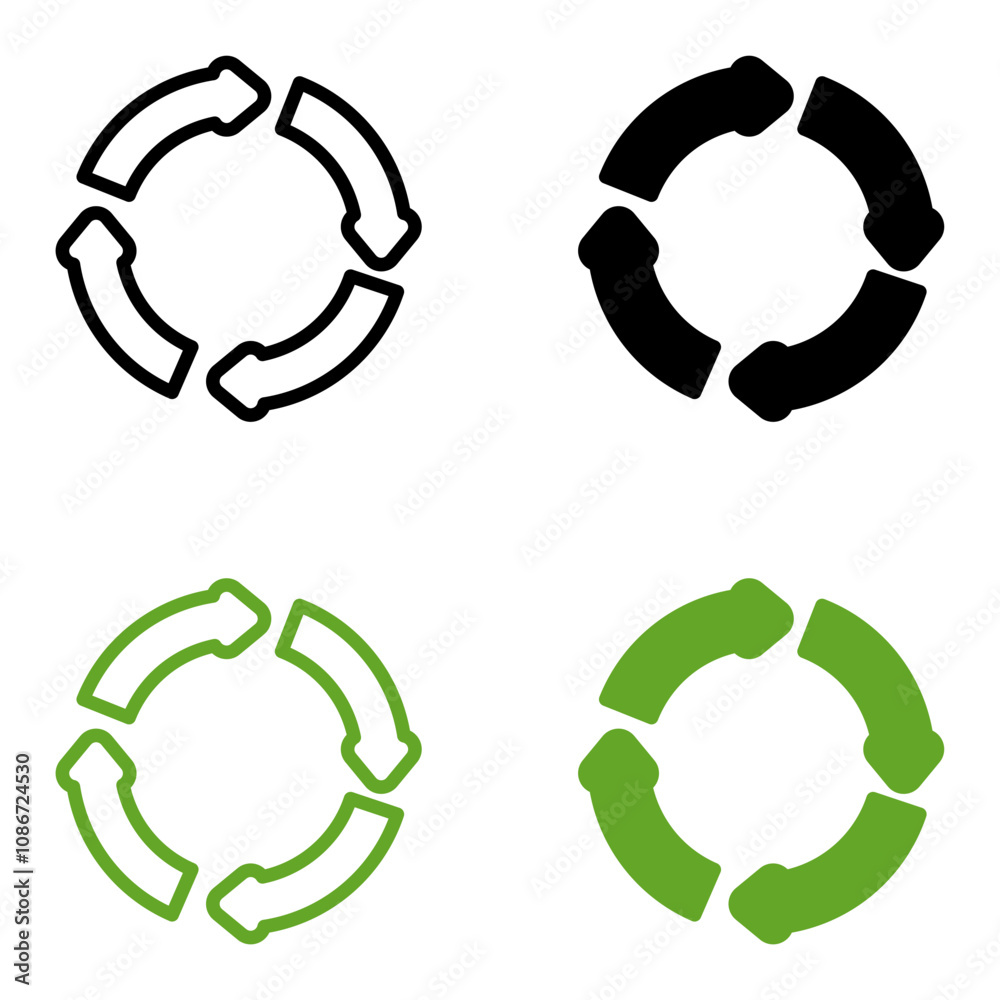 Obraz premium Recycle icon set. Recycling sign vector. Rubbish recycle green logo isolated on white background.