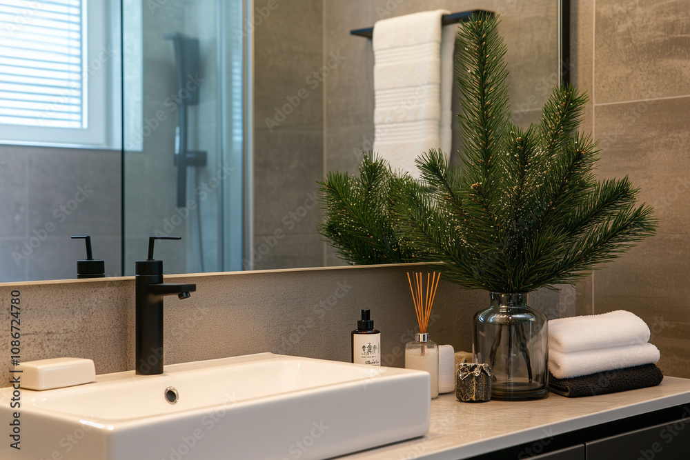 Modern Bathroom with Christmas Accents Modern Bathroom with Christmas Accents