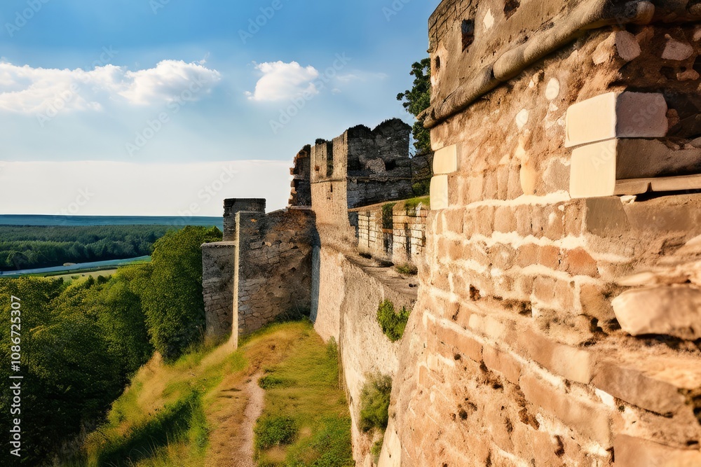 close up the historic stone walls of the petrovaradin fortress close up the historic stone walls of the petrovaradin fortress
