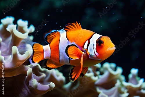 clownfishs stripes a clownfishs bright orange and white stripes photo