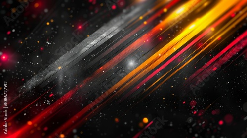 a black background with yellow and red lines