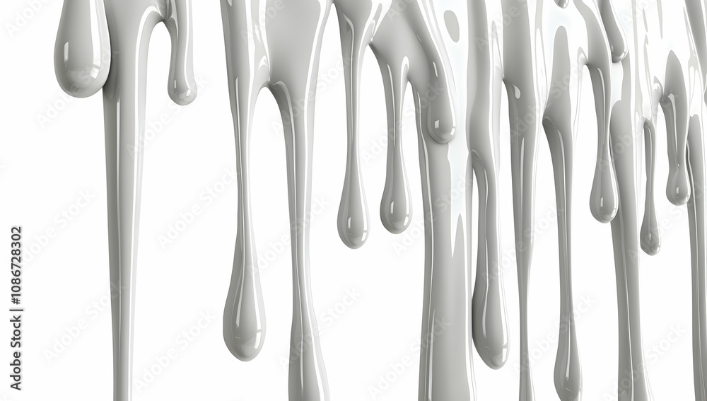 Milk or paint dripping down, isolated on a white background Milk or paint dripping down, isolated on a white background