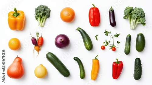 Wallpaper Mural A vibrant array of fresh vegetables and fruits, featuring bell peppers, broccoli, and oranges in a colorful display. Torontodigital.ca