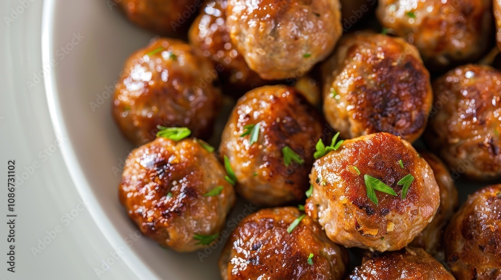 Closeup of Browned Meatballs Closeup of Browned Meatballs