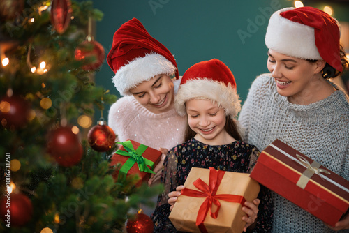 family celebrating Christmas