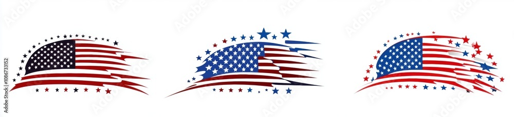 Abstract Representation of American Flags with Dynamic Lines and Stars, Perfect for Expressing Patriotism and National Pride in Various Designs and Media Projects Abstract Representation of American Flags with Dynamic Lines and Stars, Perfect for Expressing Patriotism and National Pride in Various Designs and Media Projects