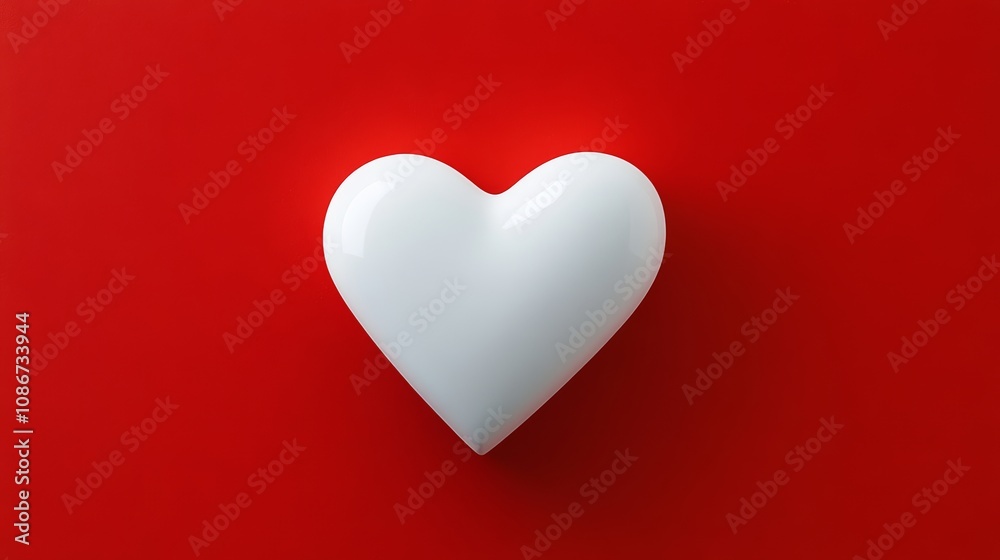 White heart is on a red background. The heart is the main focus of the image and it is surrounded by a red background White heart is on a red background. The heart is the main focus of the image and it is surrounded by a red background