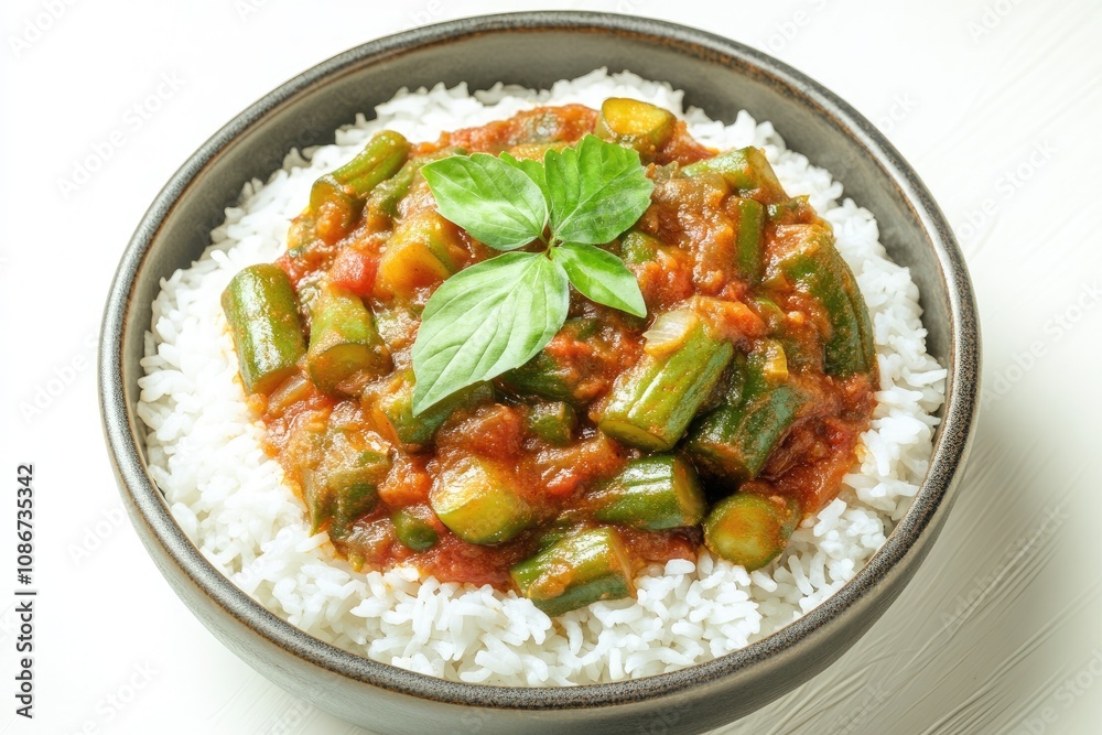 Savory Vegetable Stew Served Over Fluffy White Rice Savory Vegetable Stew Served Over Fluffy White Rice