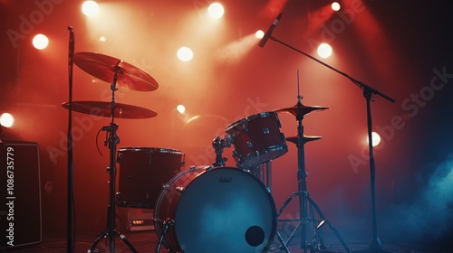 Drum Set on Stage