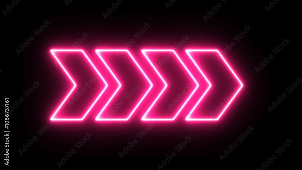 Neon arrow sign on black background. Glowing neon Arrow swipe icon isolated. Neon arrow symbol icon. Neon arrow sign on black background. Glowing neon Arrow swipe icon isolated. Neon arrow symbol icon.