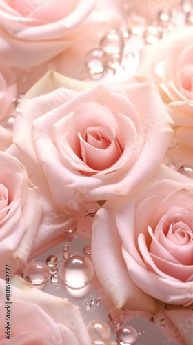 Light pink roses blossom flower plant.