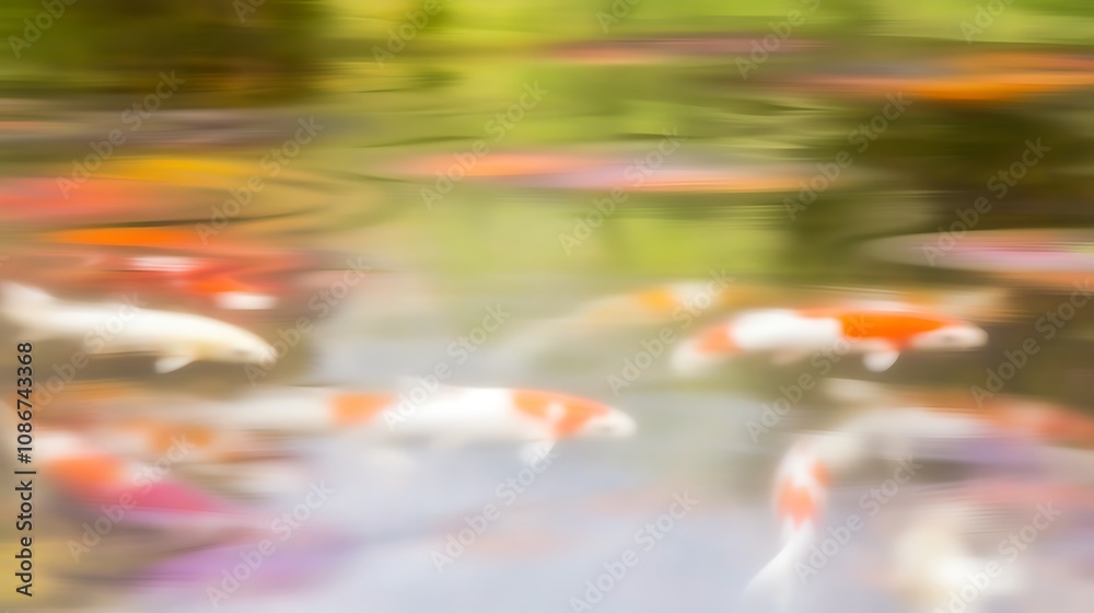 Colorful Koi Fish Swim In A Pond Colorful Koi Fish Swim In A Pond