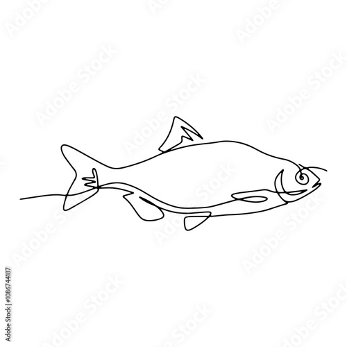 Ocean Fish Graphic Design Decoration Vector Line Art