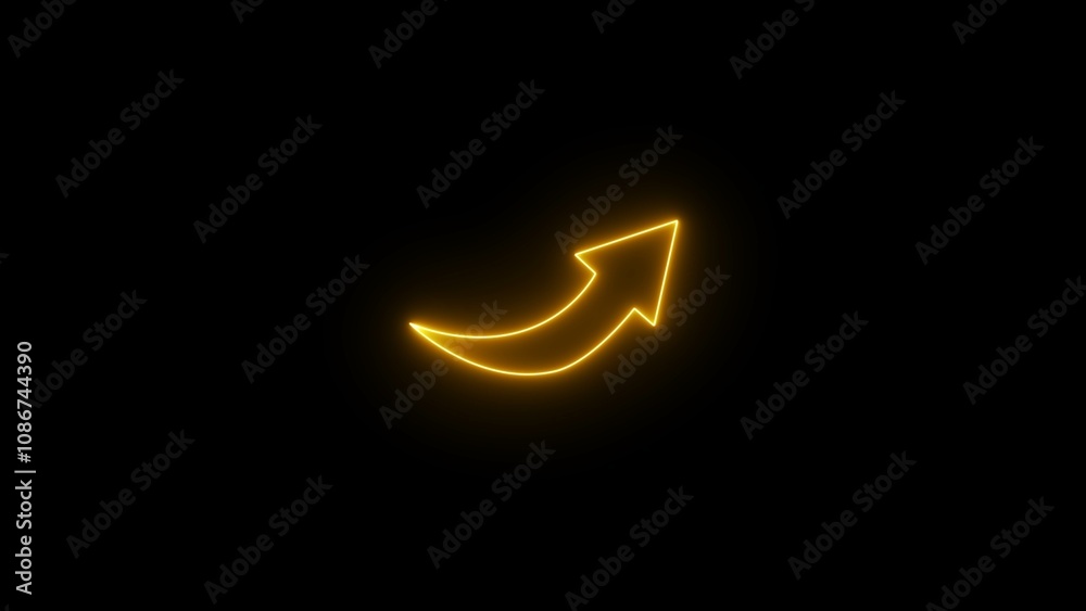 Neon right up arrow icon. Abstract glowing neon arrow upload icon illustration. Neon right up arrow icon. Abstract glowing neon arrow upload icon illustration.