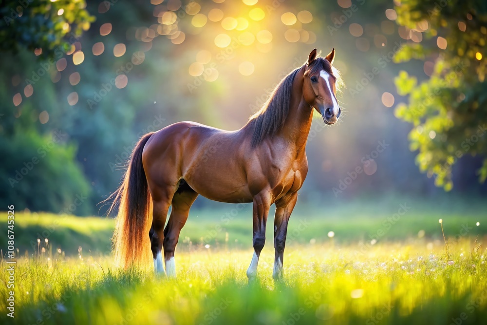 Beautiful Tennessee Walker Horse in a Sunlit Field with Bokeh Effect, Capturing the Grace and Elegance of This Majestic Breed in Nature's Serenity Beautiful Tennessee Walker Horse in a Sunlit Field with Bokeh Effect, Capturing the Grace and Elegance of This Majestic Breed in Nature's Serenity