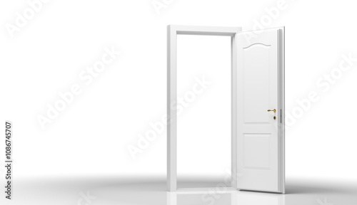 White interior door on transparent background