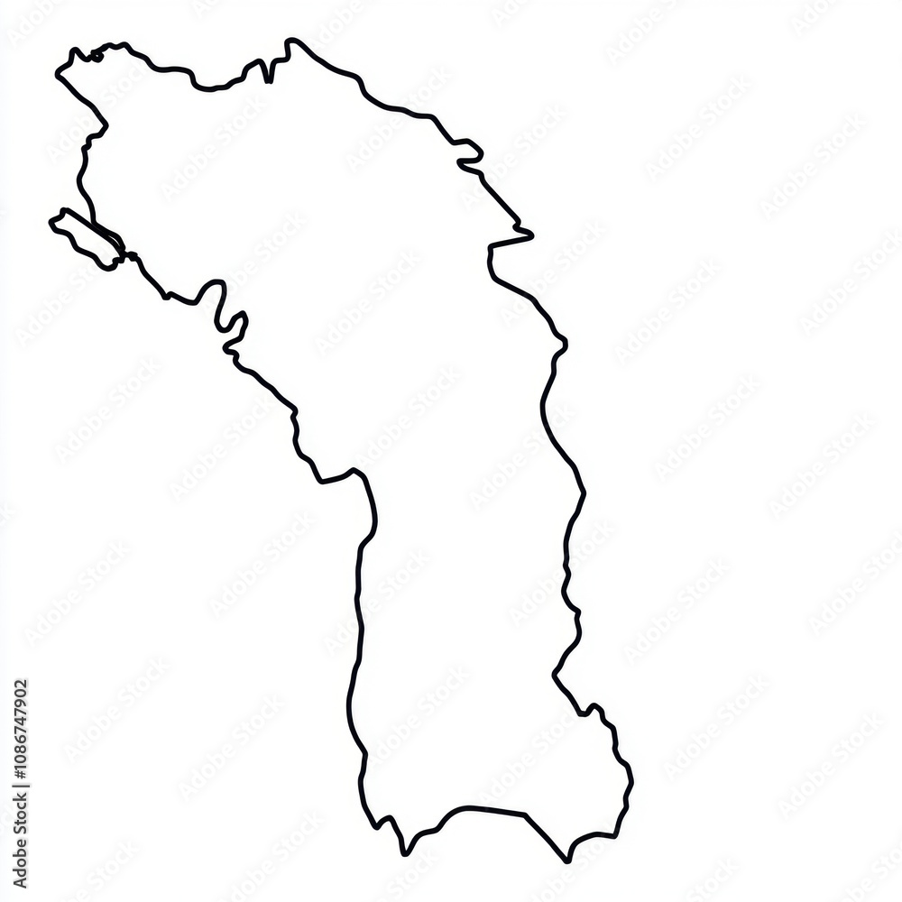 Outline of a Country or Region in a Minimalistic Style, Ideal for Maps and Geographical Representations in Educational or Creative Projects Outline of a Country or Region in a Minimalistic Style, Ideal for Maps and Geographical Representations in Educational or Creative Projects