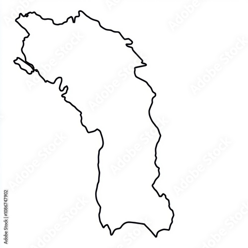 Outline of a Country or Region in a Minimalistic Style, Ideal for Maps and Geographical Representations in Educational or Creative Projects