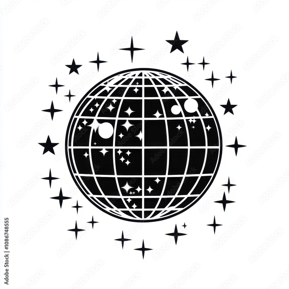 A Stylized Vector Illustration of Earth Surrounded by Stars and Celestial Bodies, Ideal for Cosmic Themes and Creative Designs A Stylized Vector Illustration of Earth Surrounded by Stars and Celestial Bodies, Ideal for Cosmic Themes and Creative Designs