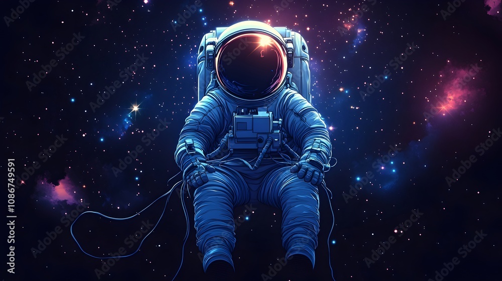 an astronaut performing a spacewalk in front of a breathtaking view of a colorful nebula. spacewalk with a view of a colorful nebula, astronomy and space an astronaut performing a spacewalk in front of a breathtaking view of a colorful nebula. spacewalk with a view of a colorful nebula, astronomy and space