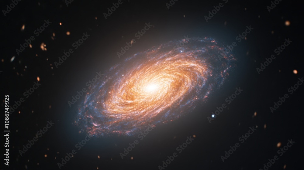 Obraz premium A stunning image of a spiral galaxy, showcasing vibrant colors and intricate structures, set against the vastness of space.