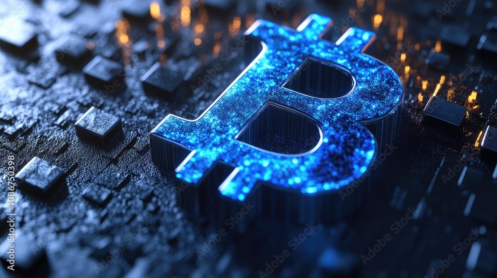 Shimmering Bitcoin Symbol on a Dark Textured Background Highlighting Digital Currency and Modern Technology Concepts in Finance and Investment Shimmering Bitcoin Symbol on a Dark Textured Background Highlighting Digital Currency and Modern Technology Concepts in Finance and Investment
