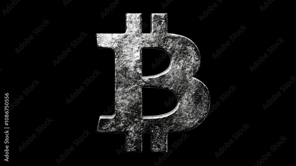 Metallic Bitcoin Symbol Against Black Background Illustrating Cryptocurrency, Digital Currency, Blockchain Technology, and Financial Innovation in Modern Economy Metallic Bitcoin Symbol Against Black Background Illustrating Cryptocurrency, Digital Currency, Blockchain Technology, and Financial Innovation in Modern Economy