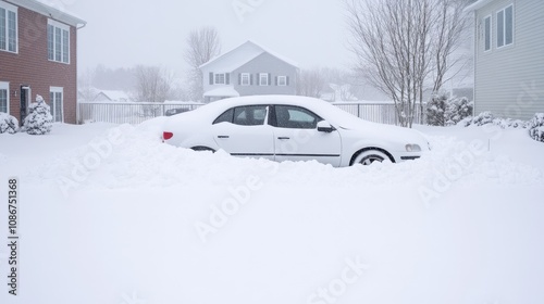 Blizzard aftermath reveals buried car as snow continues to fall in March winter wonderland