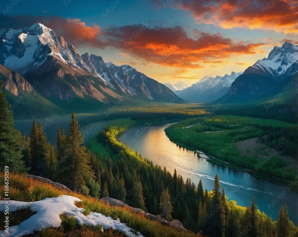 Fototapeta premium sunrise over the mountains